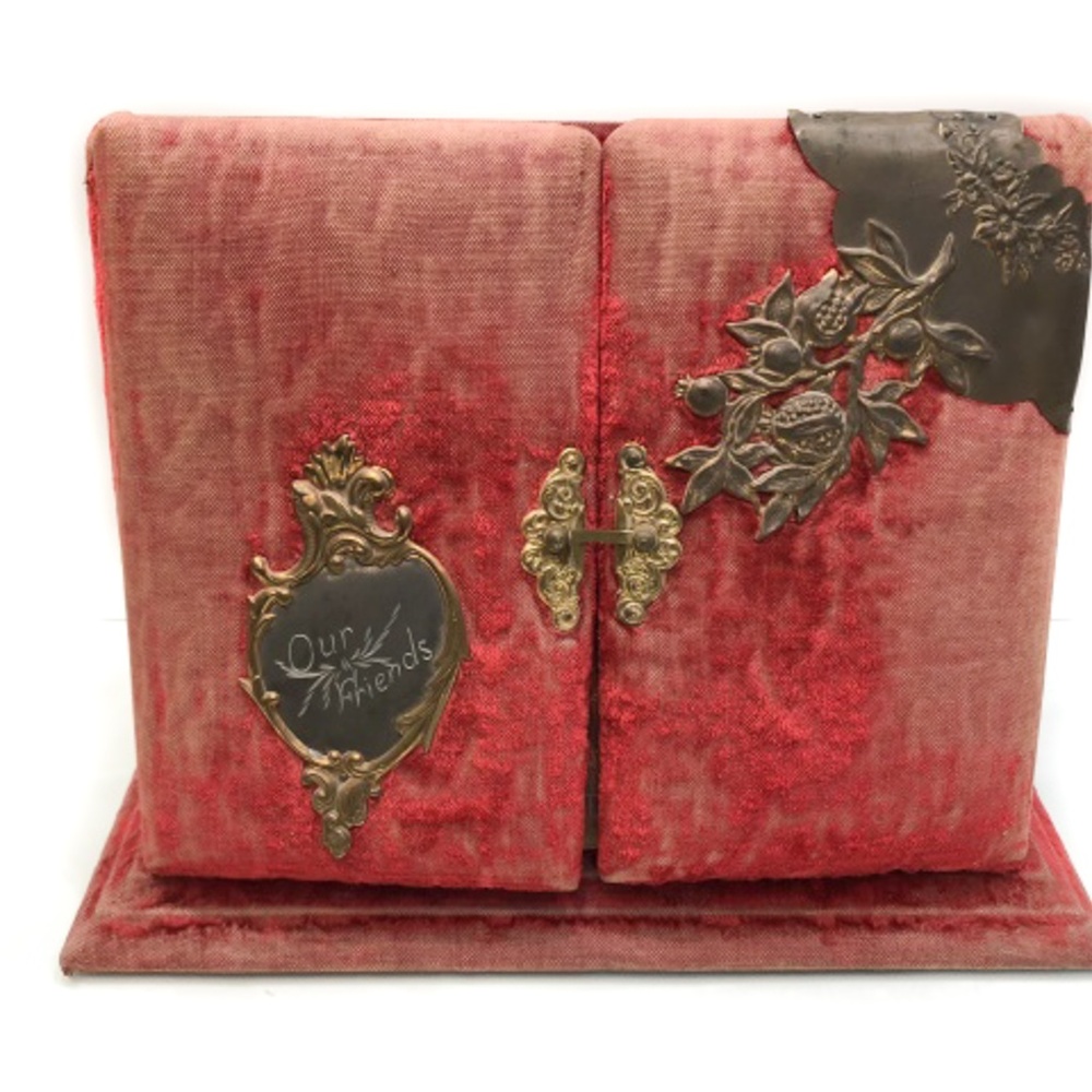 Antique Victorian Velvet Photo Album Table Top